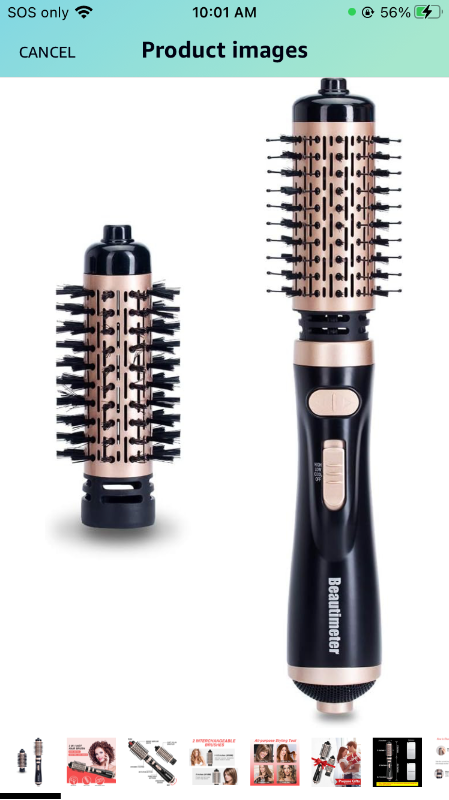 Photo 1 of Beautimeter Hair Dryer Brush, 3-in-1 Round Hot Air Spin Brush Kit for Styling and Frizz Control, Negative Ionic Blow Volumizer, 2 Detachable Auto-Rotating Curling Brush, Black & Gold