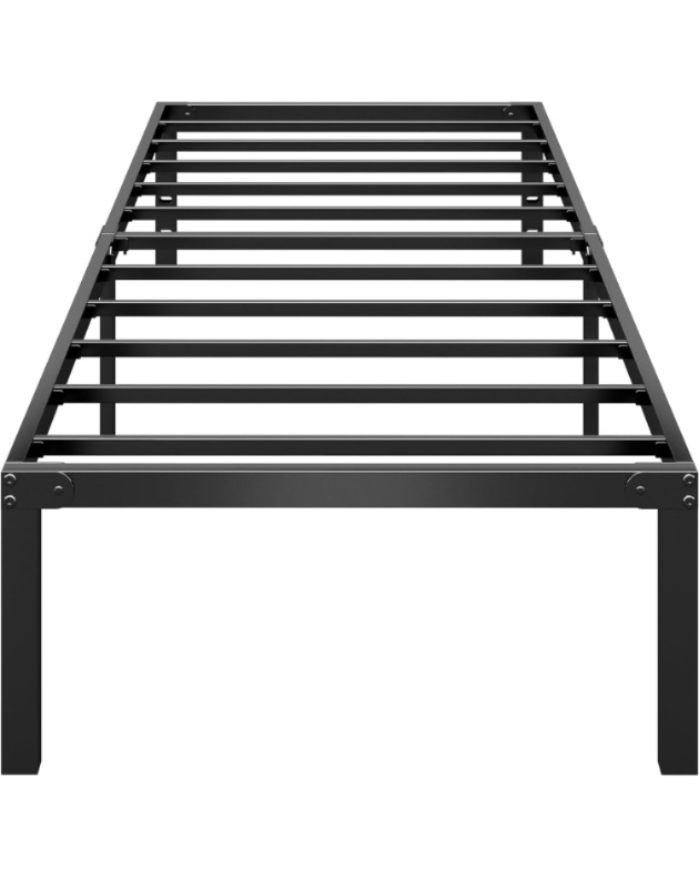 Photo 1 of Kujielan 14 Inch Twin Metal Platform Bed Frame,Steel Slat Support,Mattress Foundation,No Box Spring Needed,Large Storage Space, Easy Assembly,Noise Free?Black