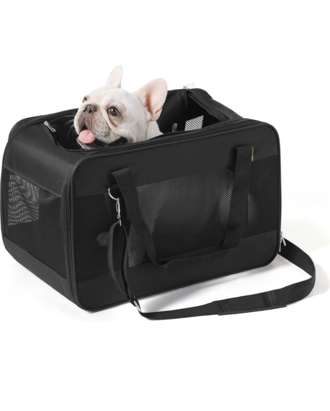 Photo 1 of Lesure Cat Carrier Airline Approved - Dog Carrier for Small Dogs Collapsible Soft Side TSA Approved Travel Pet Carrier for Car, Black, 20x13x13