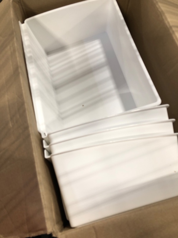 Photo 1 of 6 Pcs 13 x 9.7 x 4.3 in Large Slat Wall Bins PVC Slatwall Containers Plastic Stackable Storage Bins Slatwall Organizer Bins for Slatwall Garage Accessories for Hardware Tool Storage Organizing(White) ***BUNDLED BAG OF  2***
