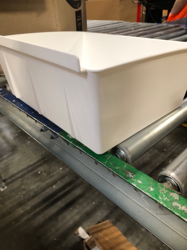 Photo 1 of 6 Pcs 13 x 9.7 x 4.3 in Large Slat Wall Bins PVC Slatwall Containers Plastic Stackable Storage Bins Slatwall Organizer Bins for Slatwall Garage Accessories for Hardware Tool Storage Organizing(White) ***BUNDLED BAG OF  2***
