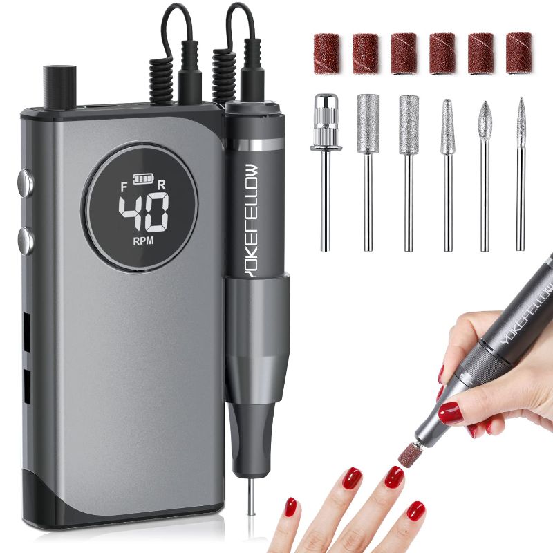 Photo 1 of  Nail Drill Machine – Portable Electric Nail File with Drill Bits for Nails Rechargeable Nail Drills for Acrylic Professional Nail Tools for...
Color:Gray