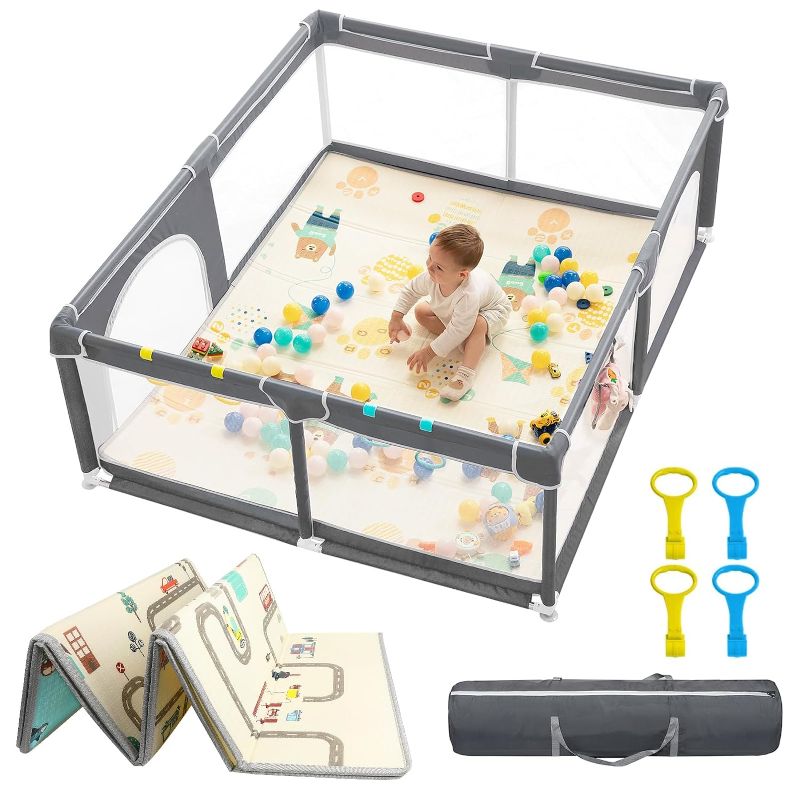 Photo 1 of Baby Play Mat,71 x 59 Inch Extra Thicker & Large Baby Mat for Floor,Soft Cushioning Foam Play Mats for Babies and Toddlers,Foldable and Washable Baby Playpen Mat Crawling mat,Boho Design