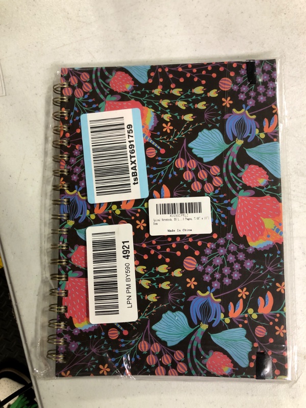 Photo 1 of Spiral Notebook, A5 Lined Journal for Women, Hardcover Spiral Journal with 2 Pockets, College Ruled Notebooks, Cute Notebook for Office, School Supplies, Gifts (160 Pages, 6.3" x 8.46") A5 Black Red Flowers