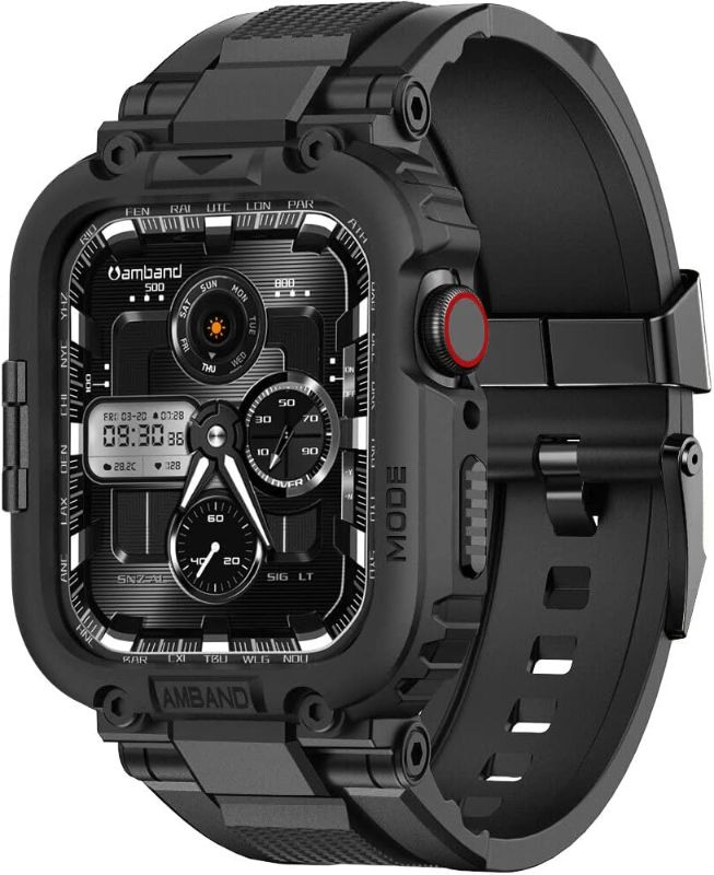 Photo 1 of amBand Bands Compatible with Apple Watch 9/8/7 45mm, M1 Sport Series Rugged Case Protective Cover for iWatch 6/SE/5/4/3 42/44/45mm Men Black
BOX HAS MINOR DAMAGE