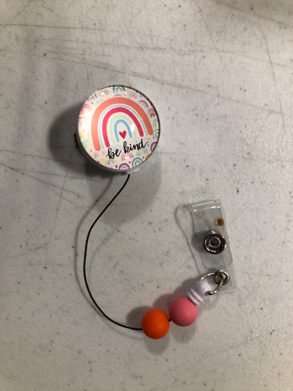 Photo 1 of Einzelnn Be Kind Rainbow Badge Reels Retractable with Silicone Beaded Beads, Heavy Duty ID Name Tag Badge Clips Keychain for RN Nurses Nursing Teacher Office Work Business Women Gifts