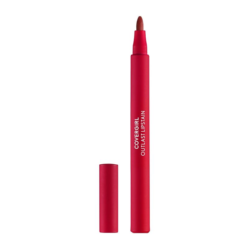 Photo 1 of COVERGIRL Outlast, 30 Iconic Ruby, Lipstain, Smooth Application, Precise Pen-Like Tip, Transfer-Proof, Satin Stained Finish, Vegan Formula, 0.06oz