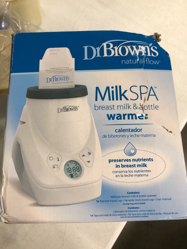 Photo 3 of Dr. Brown's Milk Spa Breast Milk & Bottle Warmer with Anti-Colic Options+ Narrow Baby Bottles 4 oz, with Level 1 Slow Flow Nipple, 4 Pack, 0m+ and Bottle Cleaning Brush Set, Blue Milk Spa Bottle Warmer & Bottle Brush, Blue