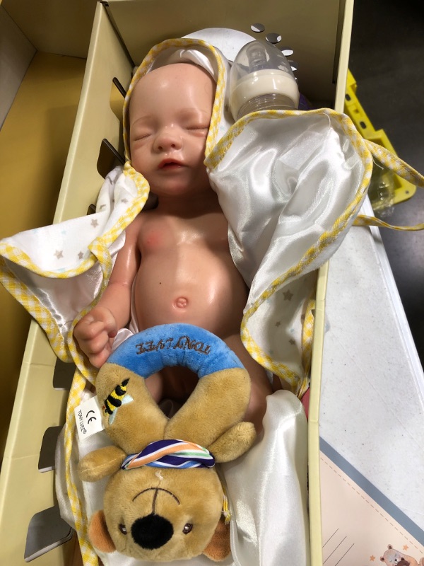 Photo 2 of BABESIDE Lifelike Reborn Baby Dolls 16-in Full Platinum Silicone Reborn Baby Girl Realistic-Newborn Baby Doll Sleeping Girl Real Life Baby Dolls with Feeding Kit & Gift Box