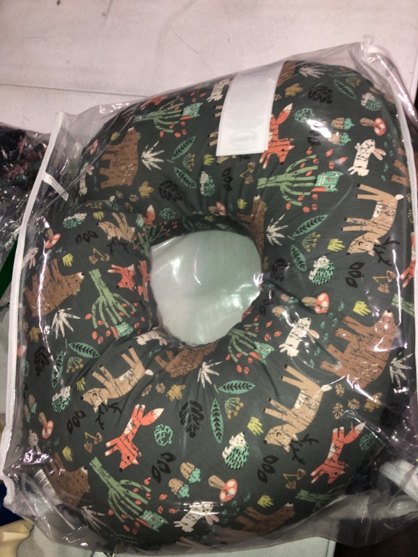 Photo 2 of Boppy Original Nursing Support, FKA Boppy Nursing Pillow, Green Forest Animals, Ergonomic Breastfeeding, Bottle Feeding, and Bonding, Hypoallergenic Fiber Fill, with Removable Cover, Machine Washable