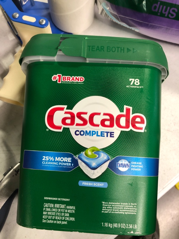 Photo 1 of **BOX HAS BEEN OPENED**
**BOX HAS BEEN OPENED**
Cascade Complete Dishwasher Pods - Fresh Scent ActionPacs, 78 Count