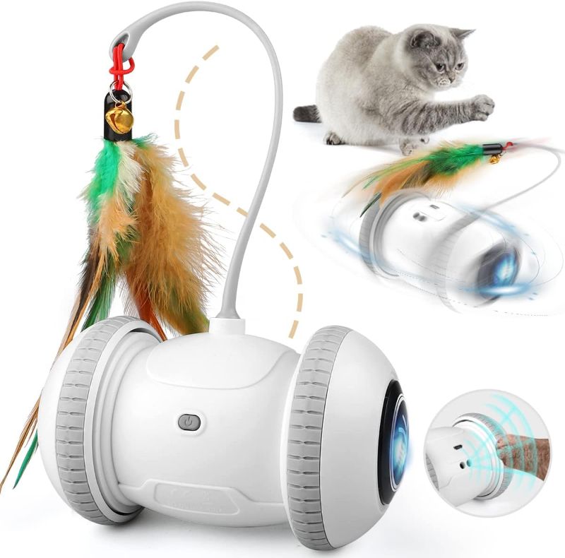 Photo 1 of PETNEY Interactive Cat Toys, Rechargeable Automatic Cat Feather Toys with 3 Feathers & 2 Sticks, Smart Electric Cat Toys for Indoor Cats, Pet Exercise Toys as GiftsPETNEY Interactive Cat Toys, Rechargeable Automatic Cat Feather Toys with 3 Feathers & 2 St