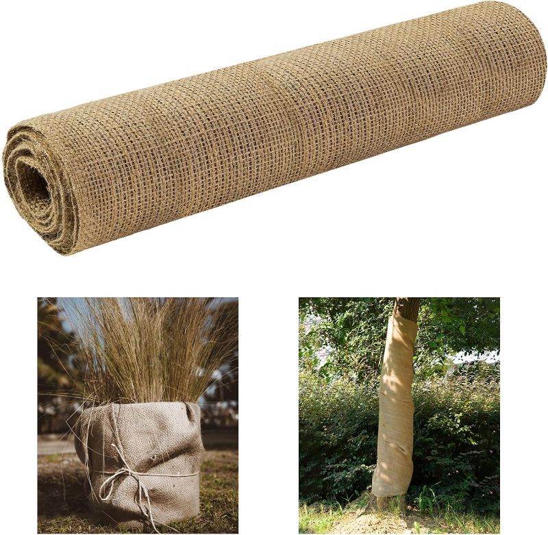 Photo 1 of Ecmln 23.6in x 16.4ft Burlap Tree Wrap Rolls, Burlap Fabric Tree Trunk Protector,Burlap Plants Wrap Bandage-Antifreeze Bandage bark Protector Wrap for Keeping Warm and Moisturizing (Brown