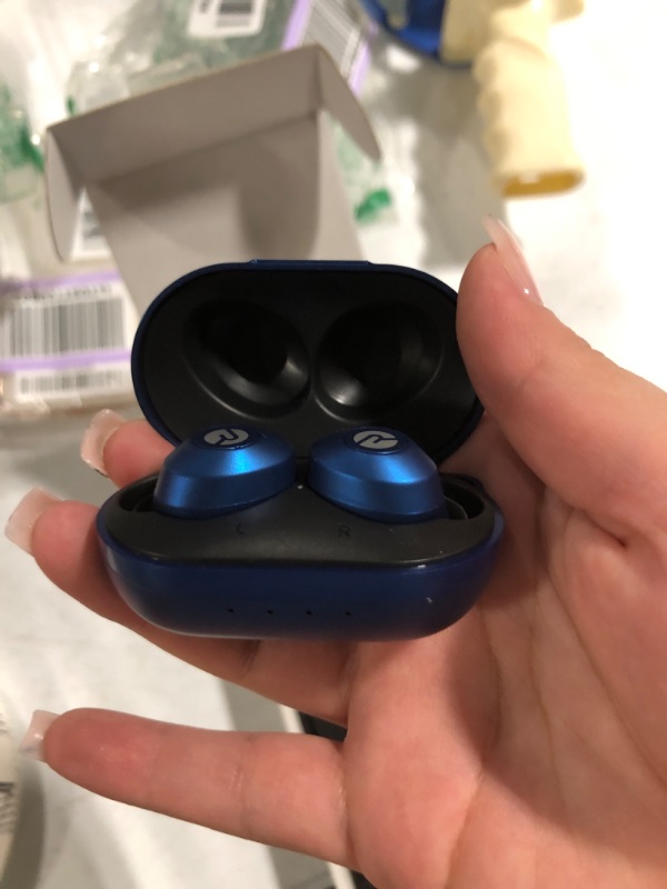 Photo 3 of *** ONLY ONE WORKS** Raycon The Everyday Bluetooth Wireless Earbuds with Microphone- Stereo Sound in-Ear Bluetooth Headset True Wireless Earbuds 32 Hours Playtime (Matte Blue) 