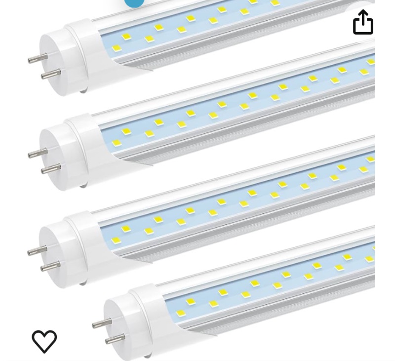 Photo 1 of 
JESLED 2FT T8 LED Type B Tube Light, 12W(30W Equivalent), 1680LM, 6000K Super Bright, 24 Inch F20T12 Fluorescent Bulb Replacement, Dual Ended Power, Remove Ballast, 24” Lighting Tube Fixture (4-Pack)