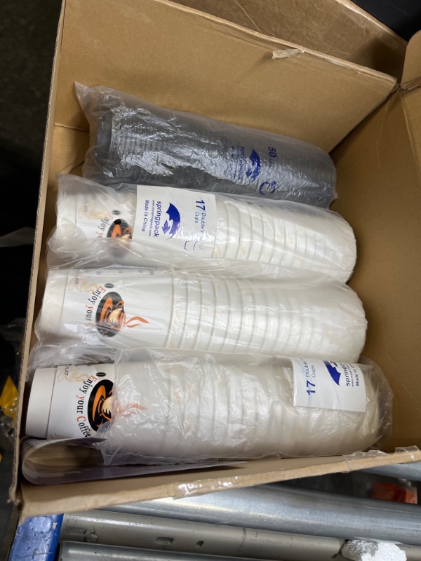 Photo 1 of Qunclay [??? ???? ?? ?? ] (?????? ????) Disposable Paper Coffee Cups with Lids, Recyclable Insulated ToGo Coffee Cup, Hot Drinking Cup for Home Office