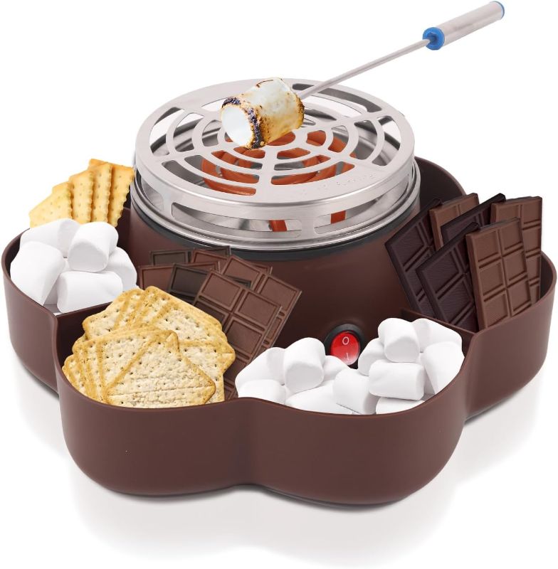 Photo 1 of **USED** Smores Maker Tabletop Indoor, Electric Flameless Marshmallow Roaster, S'mores Kit with 6 Compartment Trays and 4 Forks, Housewarming Gifts for New House, Movie Night Supplies