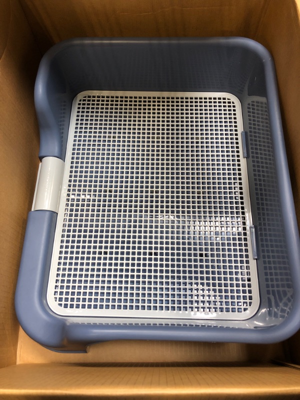 Photo 3 of [PS KOREA] Indoor Dog Potty Tray – with Protection Wall Every Side for No Leak, Spill, Accident - Keep Paws Dry and Floors Clean! (Blue)