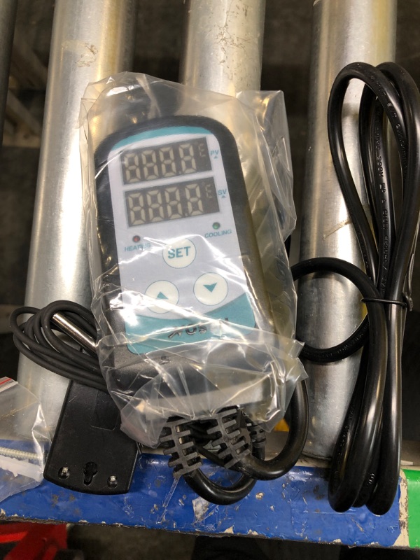Photo 1 of VIVOSUN 1500W Digital Temperature Controller, 2-Stage Outlet Thermostat Heating and Cooling Mode, Thermostat with Dual LED Display, for Homebrew Fermenter Greenhouse Terrarium, 110-240V 15A 1500W