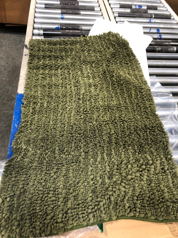 Photo 3 of *USED* DEXI Bath Mat Bathroom Rug Non Slip Absorbent and Soft Floor Mats Washable Chenille for Bathtub Toilet Shower Room Entryway,24"x43" Olive Green