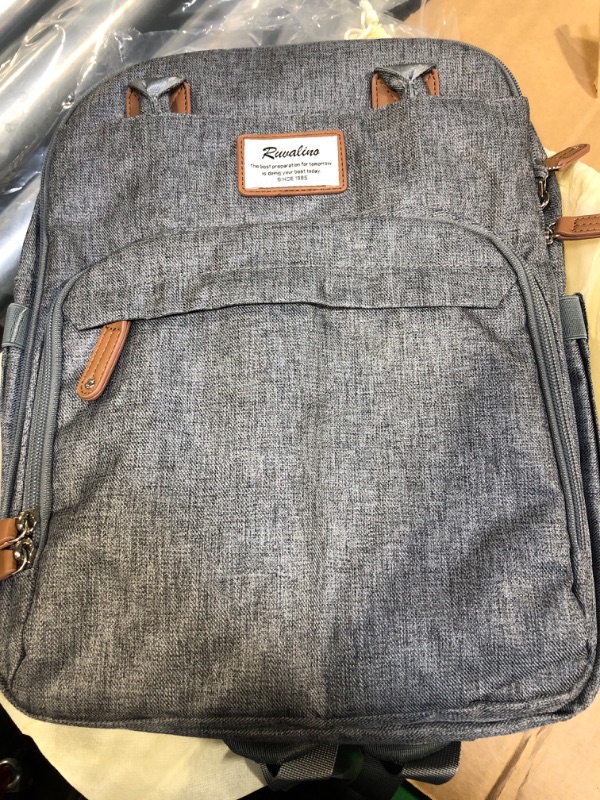 Photo 1 of Diaper Bag Backpack, RUVALINO Multifunction Travel Back Pack Maternity Baby Changing Bags, Large Capacity, Waterproof and Stylish, Gray