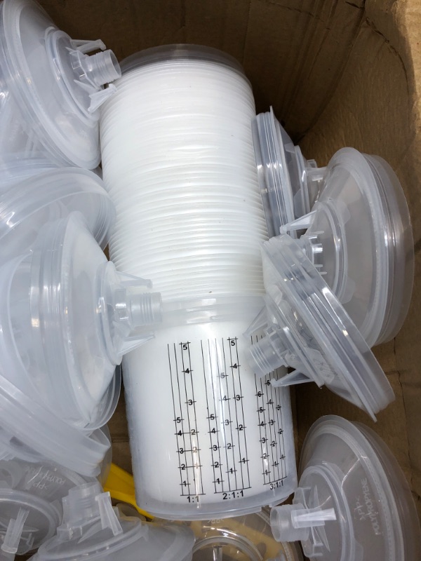 Photo 1 of Disposable Paint Sprayer Gun Mixing Cup for HVLP Paint Spray Paint Gun,Automotive Paint Gun 20 Ounce (600ml) Kit with 50 Cup and Lids System,1 Hard Cup with Retainer Ring and 10 Plugs,1 Paint Sticks 20 Ounce Cup Kit