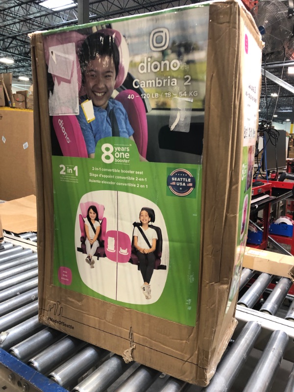 Photo 1 of Diono Cambria 2 XL 2022, Dual Latch Connectors, 2-in-1 Belt Positioning Booster Seat, High-Back to Backless Booster with Space and Room to Grow, 8 Years 1 Booster Seat, Pink NEW! Pink