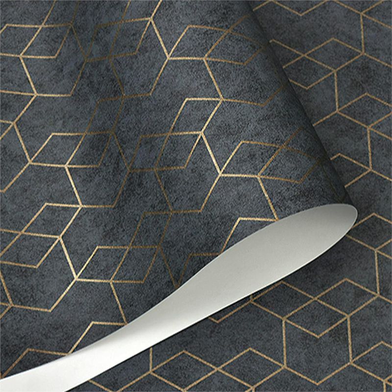 Photo 1 of Peel and Stick Wallpaper Geometric Dark Grey Contact Paper Hexagon Gold Self Adhesive Removable Wallpaper 20.8 in X 9.8ft