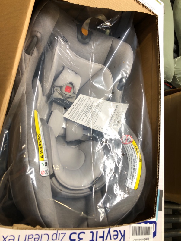 Photo 1 of Chicco KeyFit® 35 Zip ClearTex® Infant Car Seat and Base, Rear-Facing Seat for Infants 4-35 lbs, Infant Head and Body Support, Zip-Open Privacy Shield, Compatible with Chicco Strollers | Ash/Grey Ash KeyFit 35 with Zip Privacy Shield