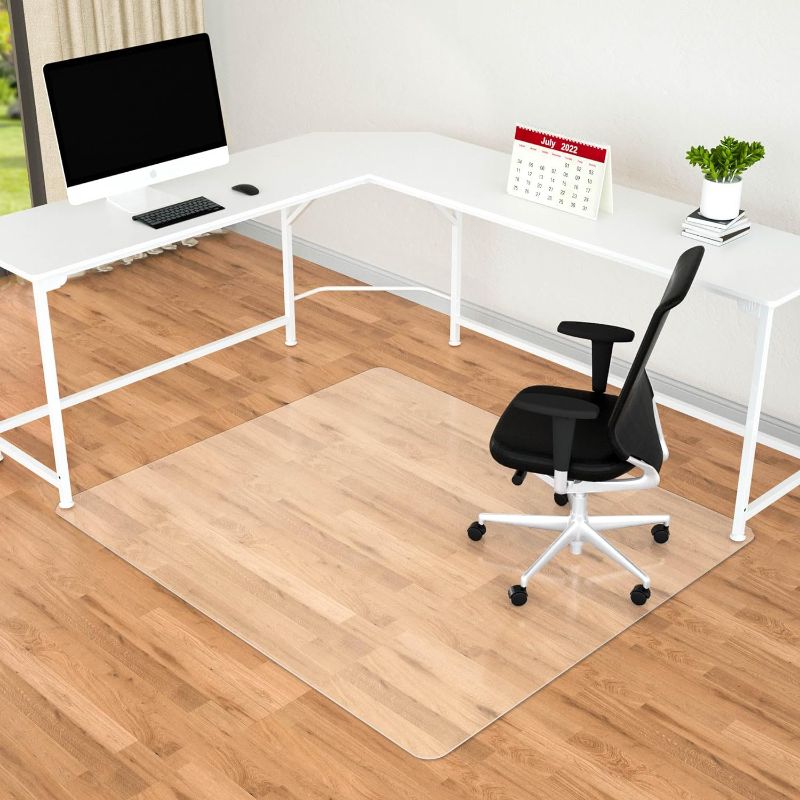 Photo 1 of Amyracel Extra Large Office Chair Mat for Hardwood Floor- 45" x 53" Clear Computer Desk Chair Floor Mat for Hard Wood/Tile Floors, Easy Glide Floor Protector Mat for Rolling Chairs at Home or Work