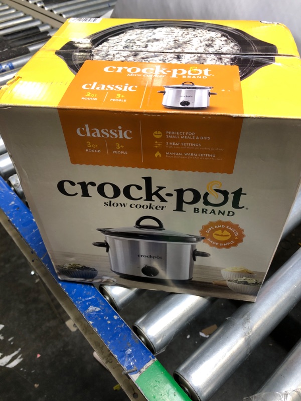 Photo 2 of ** FOR PARTS**Crock-Pot 3-Quart Round Manual Slow Cooker, Stainless Steel and Black - SCR300-SS Stainless Silver 3 QT Cooker