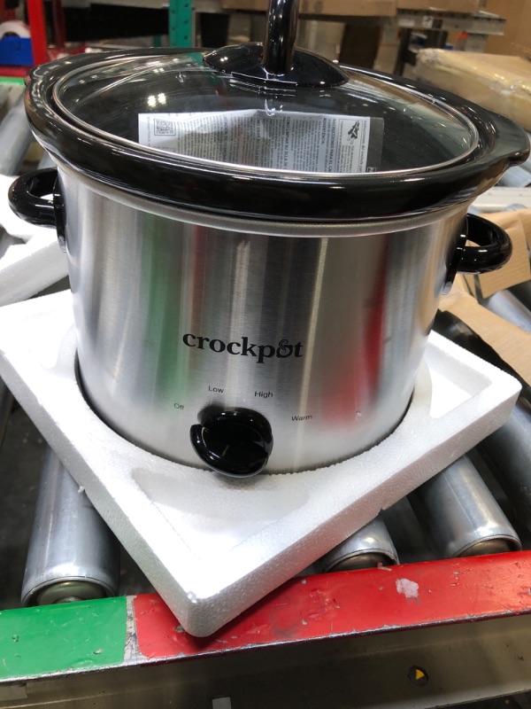 Photo 4 of ** FOR PARTS**Crock-Pot 3-Quart Round Manual Slow Cooker, Stainless Steel and Black - SCR300-SS Stainless Silver 3 QT Cooker