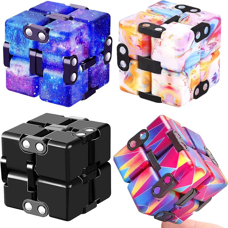 Photo 1 of 4 Packs Infinity Cube Toy Stress Relieving Game for Kids and Adults,Cute Mini Unique Gadget Anxiety Relief Kill Time Magic Puzzle Flip ADD, ADHD, Killing