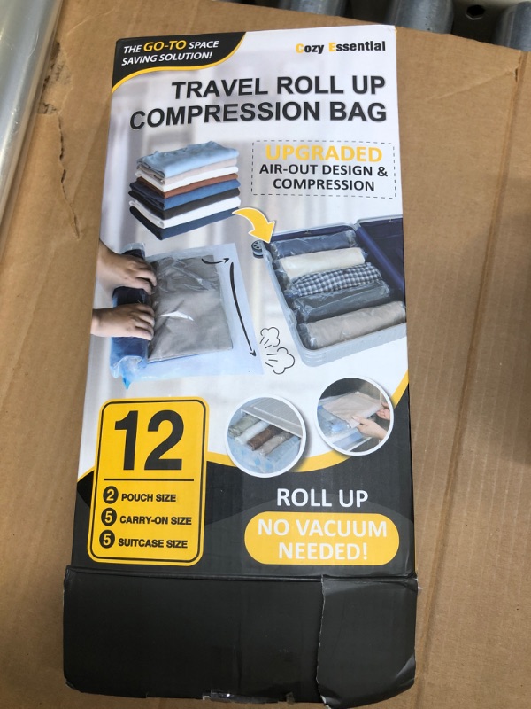 Photo 2 of 12 Travel Compression Bags Vacuum Packing, Roll Up Travel Space Saver Bags for Luggage, Cruise Ship Essentials (5 Large Roll/5 Medium Roll/2 Small Roll) Travel-Twelve Pack