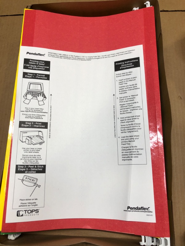 Photo 1 of Pendaflex Colored Reinforced Hanging Folders 1/6 Tab Legal Asst 25/Box 42593
