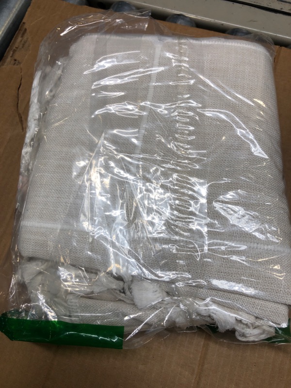 Photo 1 of Farmhouse Checkered Embroidery Lattice Square Tablecloth with Tassel Heavy Duty Rustic Fabric Table Cover Wrinkle Resistant Washable Kitchen Dining Party Wedding Decoration 60 x 60 Inch Square 60 x 60 inch Off White Plaid