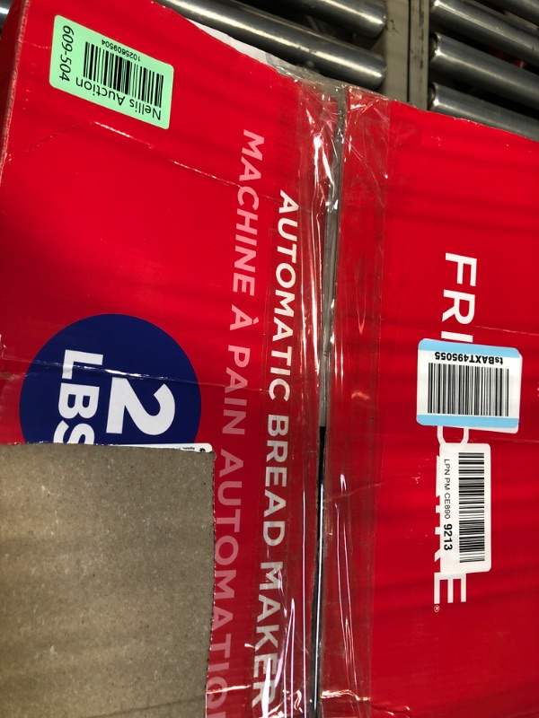 Photo 1 of FRIGIDAIRE Bread Maker Machine with Nonstick Bowl, Bread Hook, Measuring Cup & Spoon. 15-in-1, Gluten-Free Bread, Cake& Yogurt, 3 Crust Colour options and more. 3 Loaf Sizes. 2LB XL-RED Red Stainless Steel