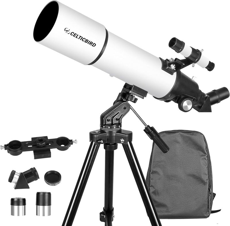 Photo 1 of Celticbird Telescope for Adults High Powered, 80x600mm Travel Telescopes for Adults Astronomy, Beginners,Kids with AZ Mount, Backpack, Moon Filter, Phone Adapter  ***USED*** MISSING PARTS*** 
