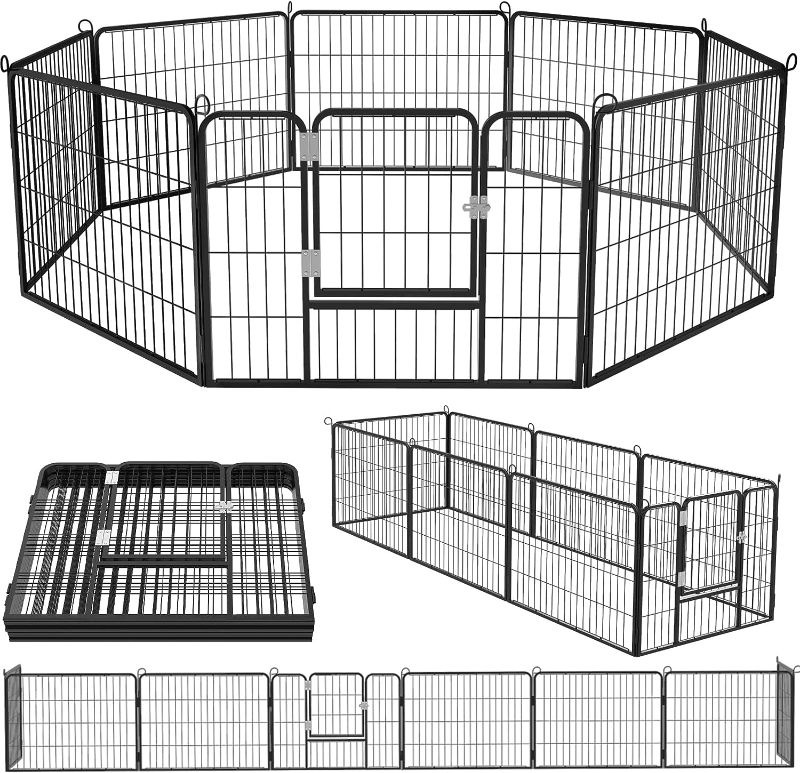 Photo 1 of OFIKA Heavy Duty Metal Playpen for Medium/Small Animals, 8 Panels 24”Height x 32" Width, Dog Fence Exercise Pen with Doors, Pet Puppy Pen for Outdoor, Indoor, RV, Camping, Yard
