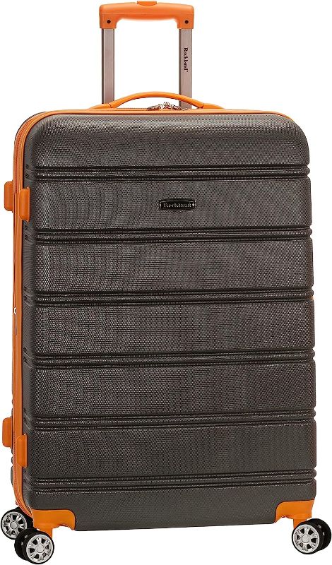 Photo 1 of **ONE WHEEL BROKEN** Rockland Melbourne Hardside Expandable Spinner Wheel Luggage, Charcoal, Checked-Large 28-Inch
