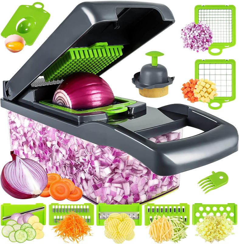 Photo 1 of 
Vegetable Chopper, Pro Onion Chopper, Multifunctional 13 in 1 Food Chopper, Kitchen Vegetable Slicer Dicer Cutter,Veggie Chopper With 8 Blades,Carrot and Garlic Chopper With Container
