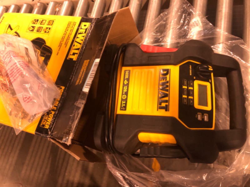 Photo 3 of DEWALT DXAEJ14 Digital Portable Power Station Jump Starter: 1400 Peak/700 Instant Amps, 120 PSI Digital Air Compressor, 3.1A USB Ports, Battery Clamps , Yellow