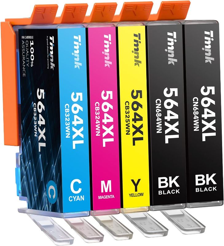 Photo 1 of 564XL Ink Cartridges Replacement for 564 XL Combo Pack - Fits Photosmart 5520 6520 7510 7520 DeskJet 3520 Premium C309A C410A Printer (2BK/C/M/Y | Non-OEM)