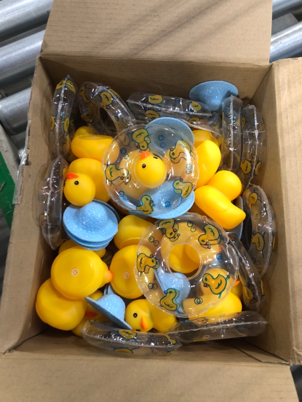 Photo 1 of 24 Sets Rubber Ducks for Dashboard of Car Yellow Duck Car Dashboard Decorations Mini Duck Bathtub Car Ornaments Toys with Swim Mini Hat Ring Necklace and Sunglasses for Baby Shower (Cute) 24 Cute