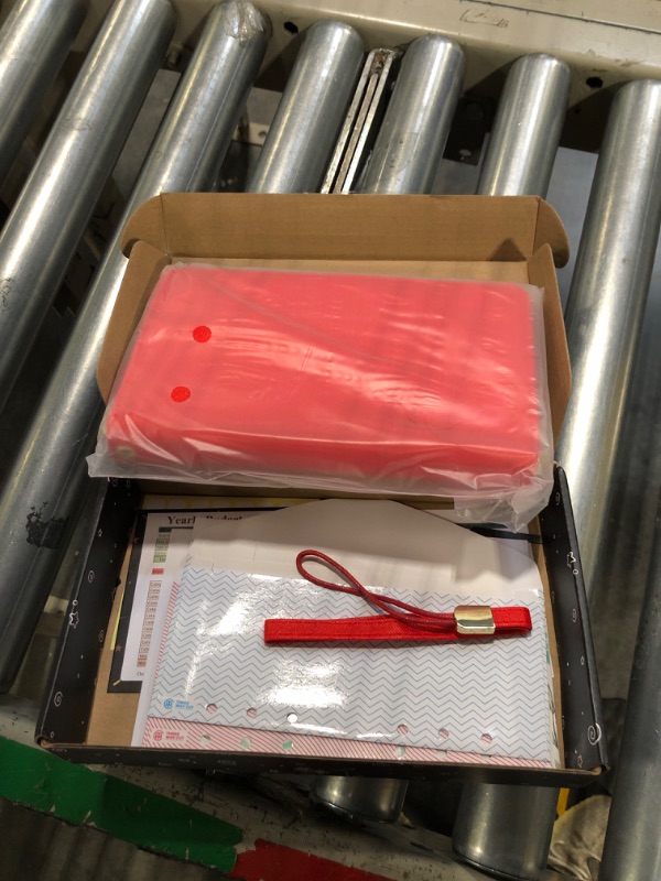 Photo 1 of Cash Envelope Wallet Red All in One Budget System with 12x Tabbed Cash Envelopes, 12x Monthly Budget Cards,1x Yearly Budget Planner Sheet Complete Money Organizer Set for Cash