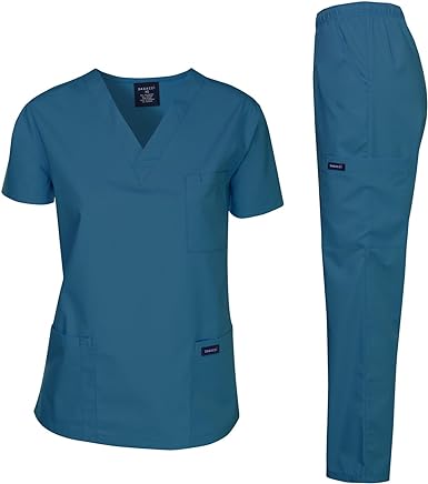 Photo 1 of  *Similar Color*
 Dagacci Scrubs Medical Uniform Women and Man Scrubs Set Medical Scrubs Top and Pants X-Small Navy