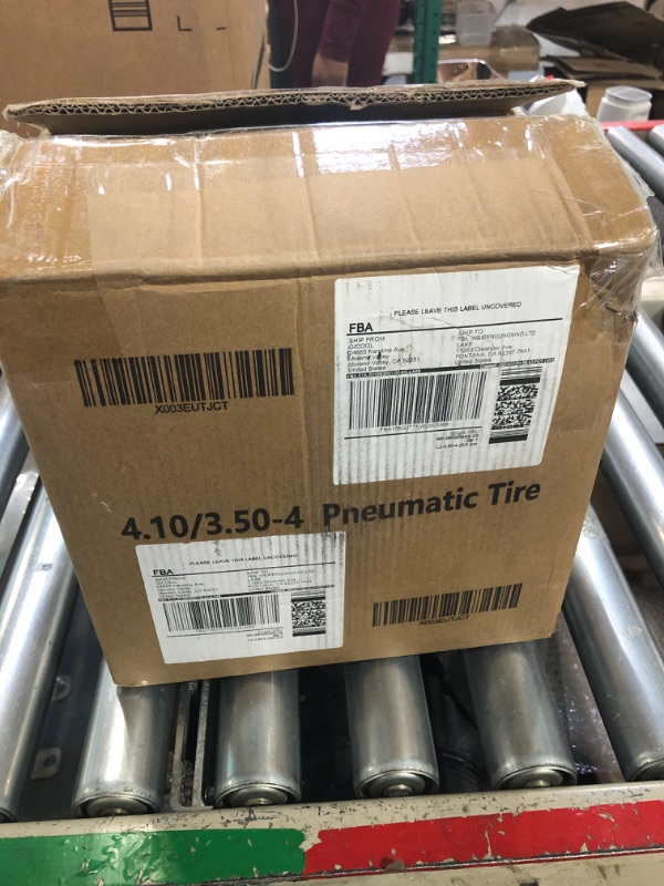 Photo 1 of GICOOL 10" Tire and Wheel, 2 Pack, 4.10/3.50-4 Pneumatic Tire, with 2.25" Offset Hub, 5/8" Axle Bore Hole, Sealed Bearings for Hand Truck Trolley Dolly Garden Wagon Gorilla Cart Wheel Replacement
