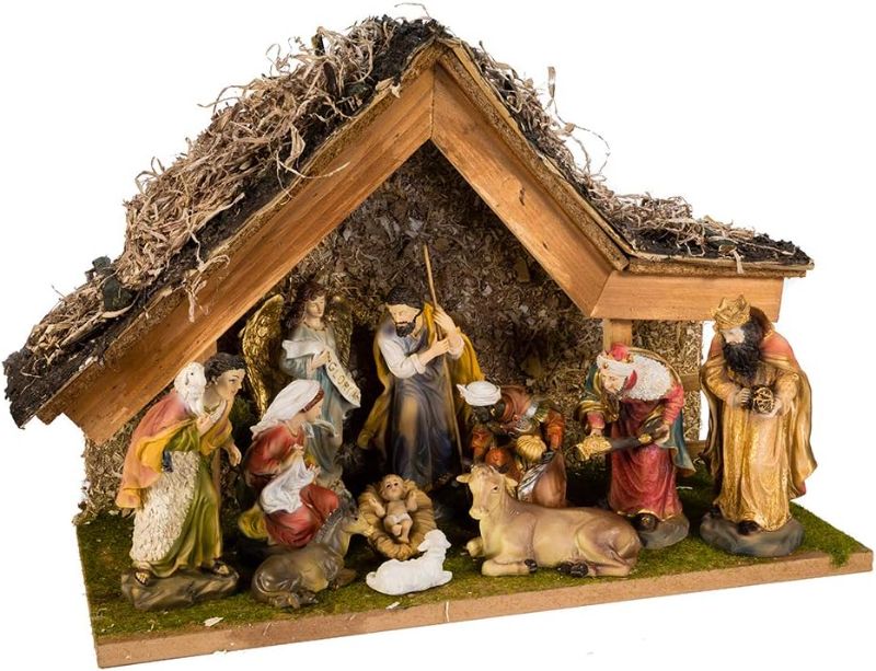 Photo 1 of ** SOLD FOR PARTS** Kurt Adler 12-Inch Nativity Set with Stable and 10 Figures,Brown
BOX DAMAGED