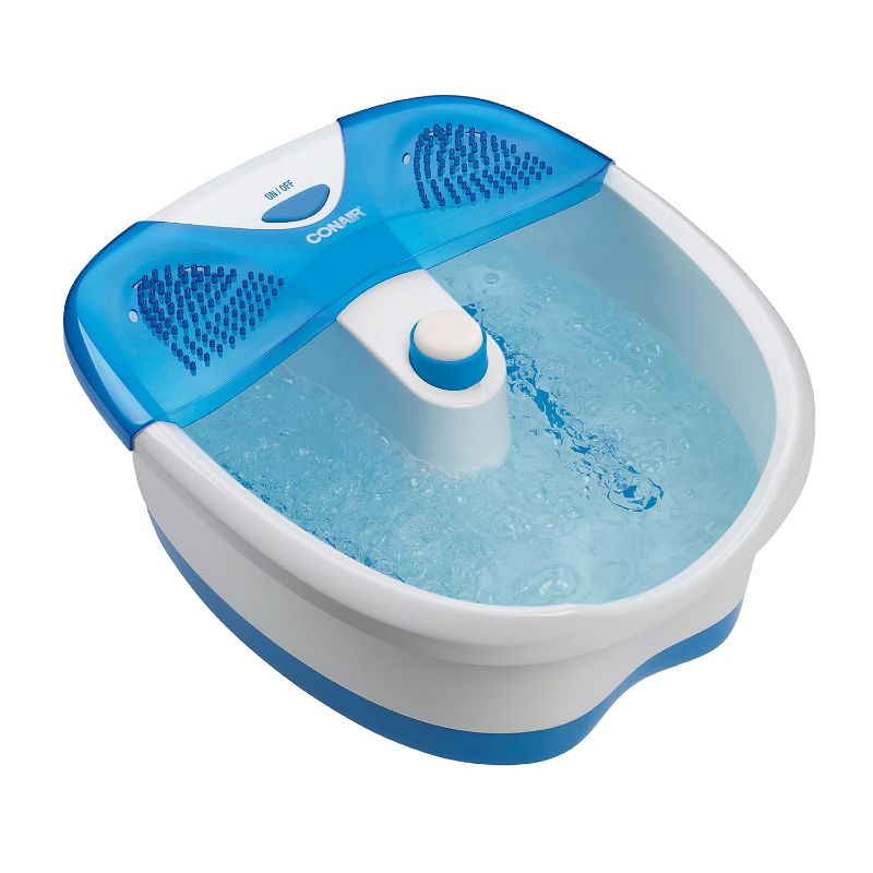 Photo 1 of Conair Foot Spa Bath with Extra Deep Soak Basin, Massaging Bubbles, Pumice Stone and Pinpoint Massage Attachments, Blue/White