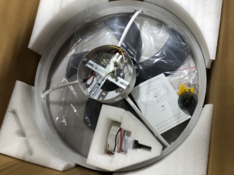 Photo 3 of **USED** AHAWILL Modern Ceiling Fan with Light?Mute LED Dimmable Ceiling Fans with Remote Control?6 Speeds Reversible 60W Contemporary Ceiling Fan for Bedroom, Study Room, Dining Room,etc.?19.7" White? White White